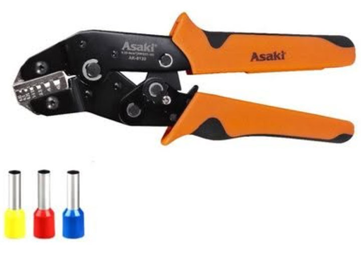 0.25-6mm Kìm bấm cos pin AWG23-10 Asaki AK-9130