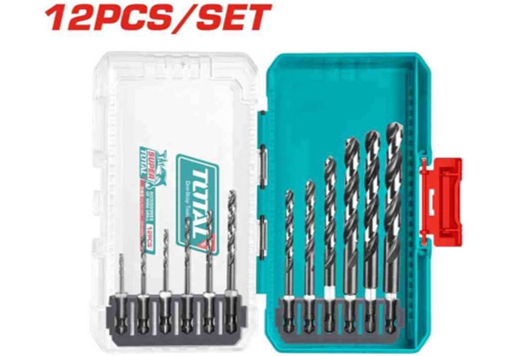 1-10mm Bộ mũi khoan sắt chuôi lục giác 1/4" 12 chi tiết Total TACSDL11206