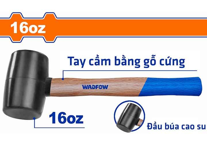 16Oz (450g) Búa cao su đen cán gỗ Wadfow WMB7302