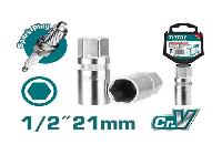 21mm Đầu tuýp lục giác mở bugi xe máy 1/2" Total THSPS12216