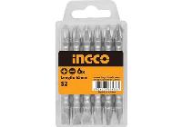 PZ2,SL6x65mm Bộ mũi vít bake, dẹp 2 đầu 10 cái INGCO SDB21ZL133
