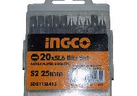 SL6x25mm Bộ mũi vít dẹp 20 mũi INGCO SDB11SL413