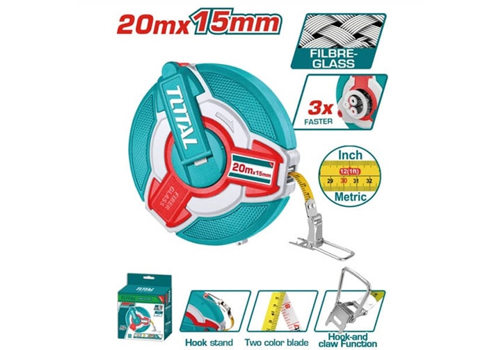 20m Thước cuộn thép (bảng rộng 12.5mm - inch và mét) Total TMT08206