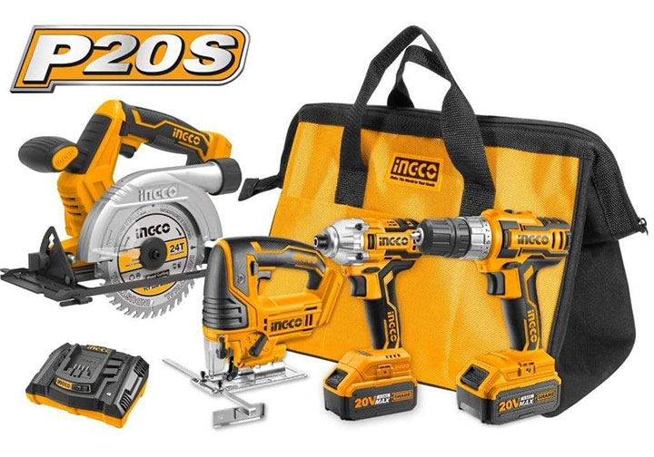 20V Bộ máy khoan, siết vít, cưa đĩa và máy cưa lọng Ingco CKLI2010 20V Bộ máy khoan, siết vít, cưa đĩa và máy cưa lọng Ingco CKLI2010
