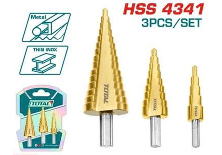 4-32mm Bộ mũi khoan bậc chuôi tròn 3 chi tiết Total TAC80401