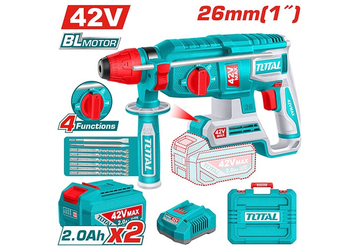 42V Máy khoan búa 4 chức năng dùng pin P42M Total TRHLI422682