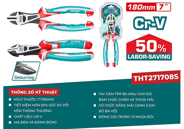 7" Kìm cắt chất lượng cao Total THT271708S