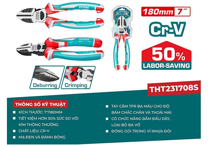 7" Kìm cắt Total THT231708S