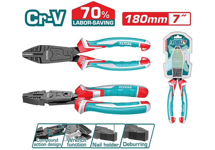 7" Kìm điện đen Total THTC510708