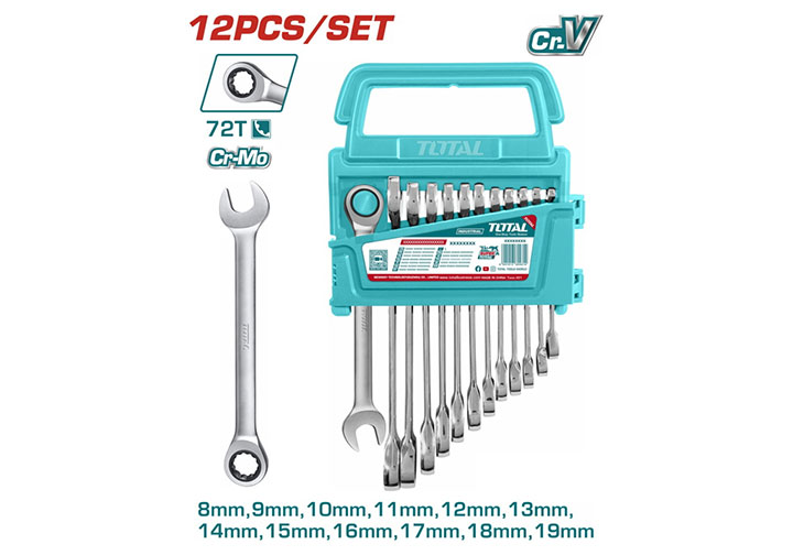 8-19mm Bộ cờ lê vòng miệng tự động 12 chi tiết Total THT102RK0126 8-19mm Bộ cờ lê vòng miệng tự động 12 chi tiết Total THT102RK0126