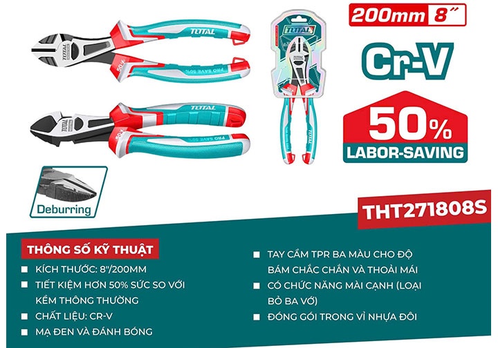 8" Kìm cắt chất lượng cao Total THT271808S