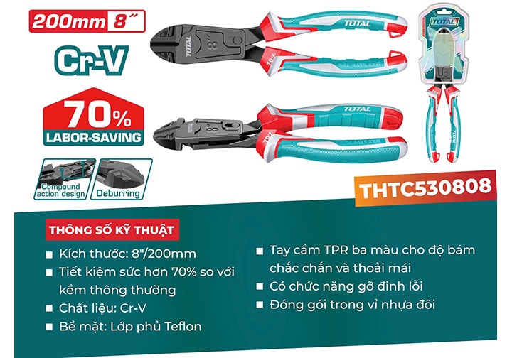 8" Kìm cắt đen Total THTC530808
