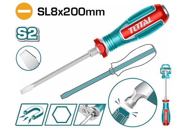 8x200mm Tuốc nơ vít dẹp đóng Total TGTSL8200
