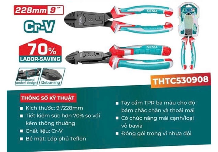 9" Kìm cắt đen Total THTC530908