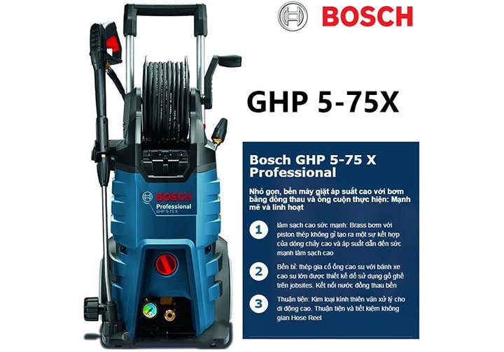 2600W Máy phun xịt rửa cao áp Bosch GHP 5-75X