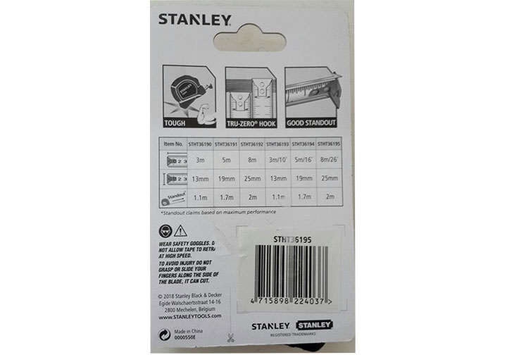 8mx25mm Thước cuộn thép Stanley STHT36195